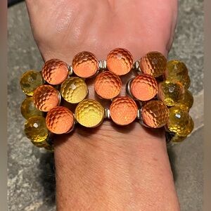 Unique statement stretch bracelet,silver w/faceted color change crystal beads